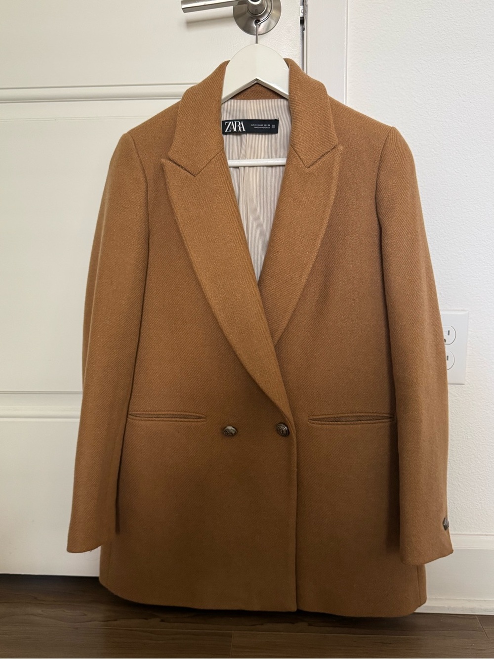 ZARA Double-Breasted Camel-Style Pea Coat